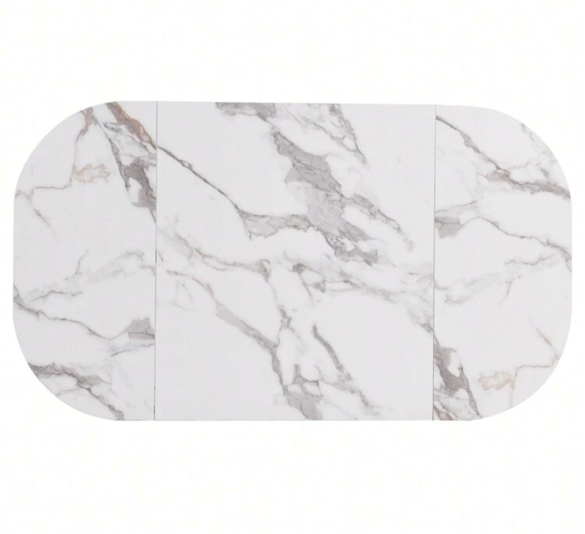 White Dining Table And Chairs Set 6, Dining Room Sets, Iron Frame Dining Table With 6 Chairs & Grey Cushion, MDF White Marble Tabletop