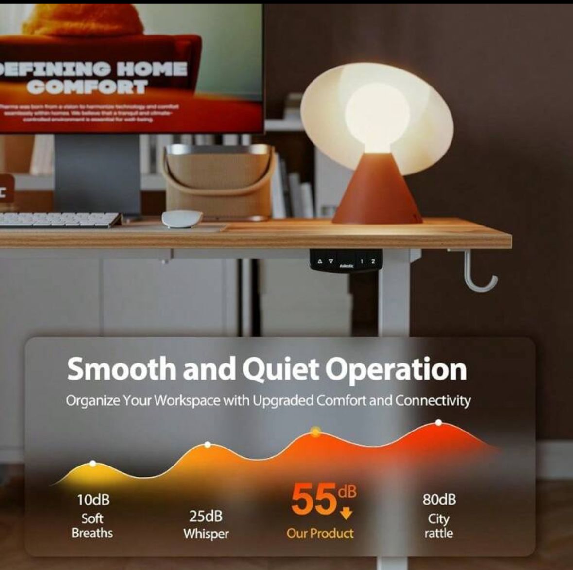 LShaped Electric Standing Desk 140cm Height Adjustable SitStand Desk For Home Office Ergonomic Computer Desk With Spliced Board Light Brown