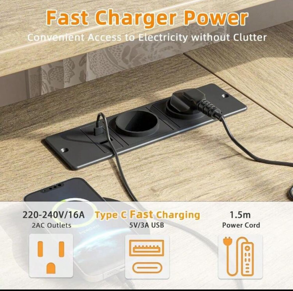 L Shaped Desk With LED Power Outlets 165x80cm Computer Desk With 2 Drawers Gaming Desk With Reversible Storage Shees Corner Desk Large Monitor Stand Table For Home Office Grey
