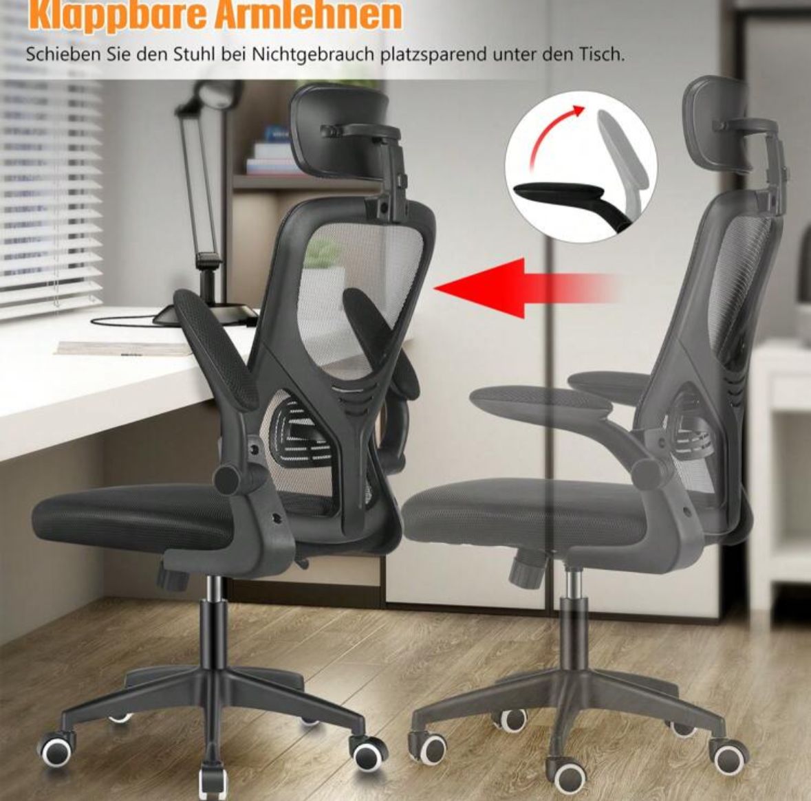 Ergonomic Office Chair: Office Computer Desk Chair With High Back Mesh And Adjustable Lumbar Support Rolling Work Swivel Task Chairs With Wheel 3D Armrests And Headrest