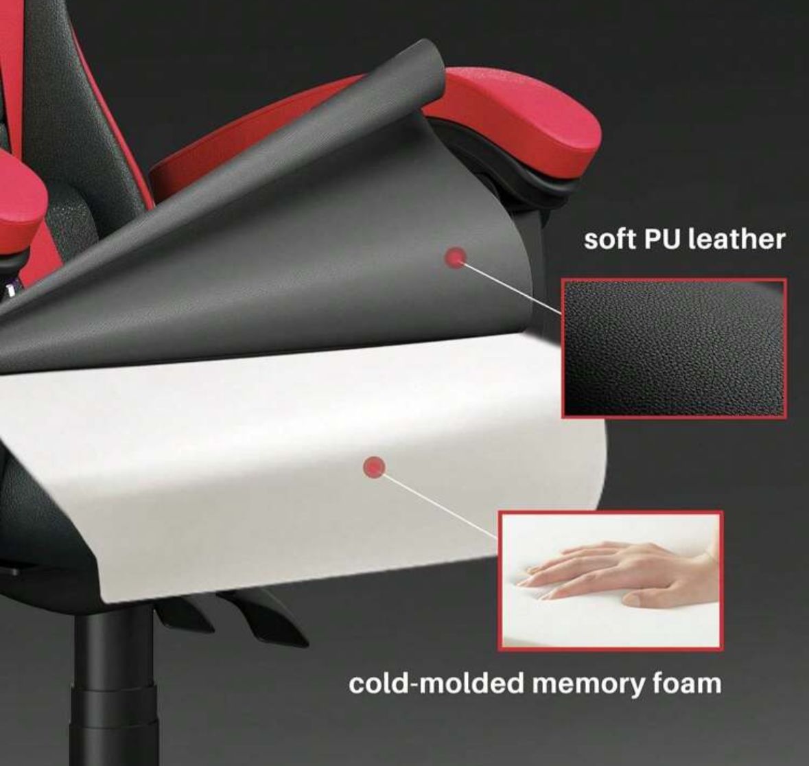 Ergonomic Gaming Chair, With Cushion And Adjustable Backrest For Adults, Rotatable And Stable