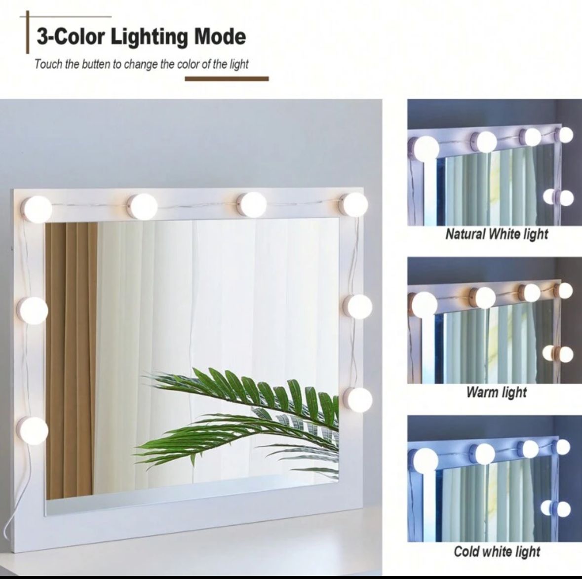 Dressing Table And Stool, 5 Drawers Vanity Table Adjustable Brightness Mirror