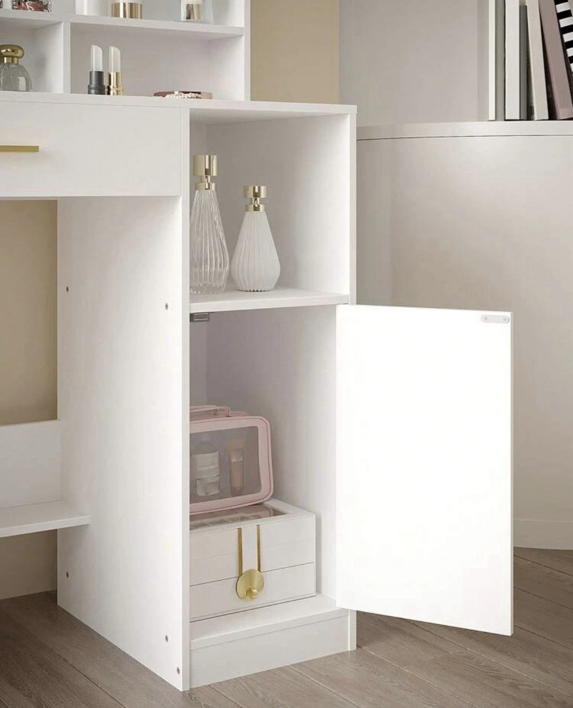 Dressing Table for Women with LED Lighted Mirror & Drawers – Makeup Vanity Table for Bedroom, Beauty Desk, Modern Girls’ Glam Station