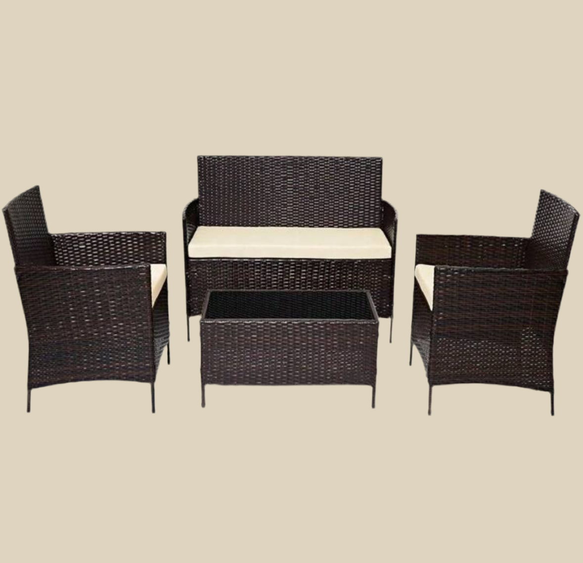 Rattan Garden Furniture Set Patio Conservatory Balcony Indoor Outdoor 4 Seater Piece Glass Top