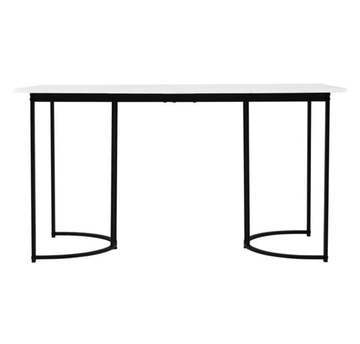 (White And Black )140 X 80cm Dining Table,(1-Pcs), Modern Kitchen Table, Metal Frame Rectangular Dining Table In Modern Marble Pattern Kitchen Table With Adjustable Feet For Dining Room Living Room( Excluding Chairs)
