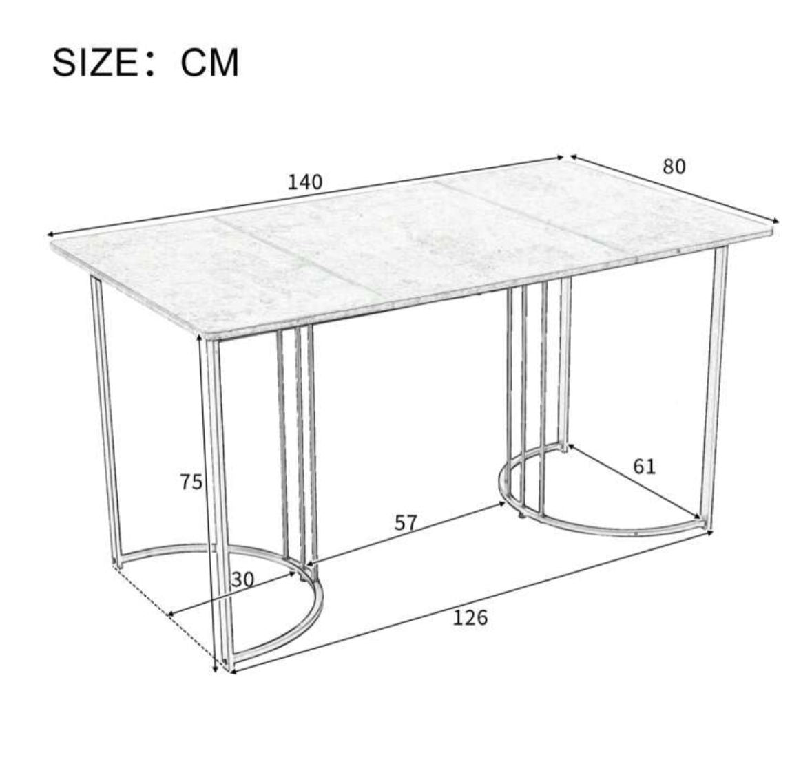 (White And Black )140 X 80cm Dining Table,(1-Pcs), Modern Kitchen Table, Metal Frame Rectangular Dining Table In Modern Marble Pattern Kitchen Table With Adjustable Feet For Dining Room Living Room( Excluding Chairs)