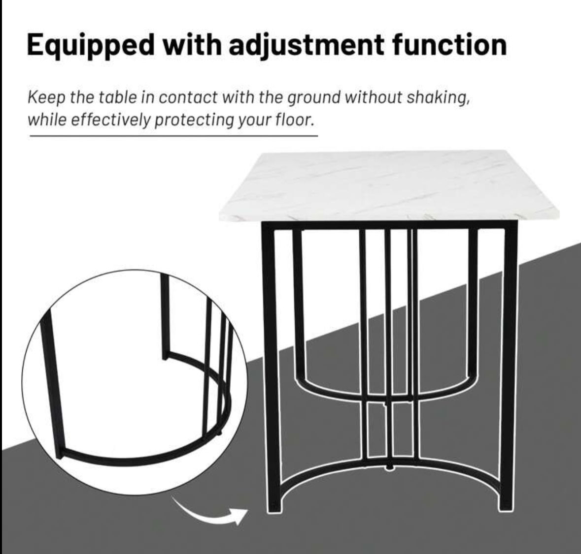 (White And Black )140 X 80cm Dining Table,(1-Pcs), Modern Kitchen Table, Metal Frame Rectangular Dining Table In Modern Marble Pattern Kitchen Table With Adjustable Feet For Dining Room Living Room( Excluding Chairs)