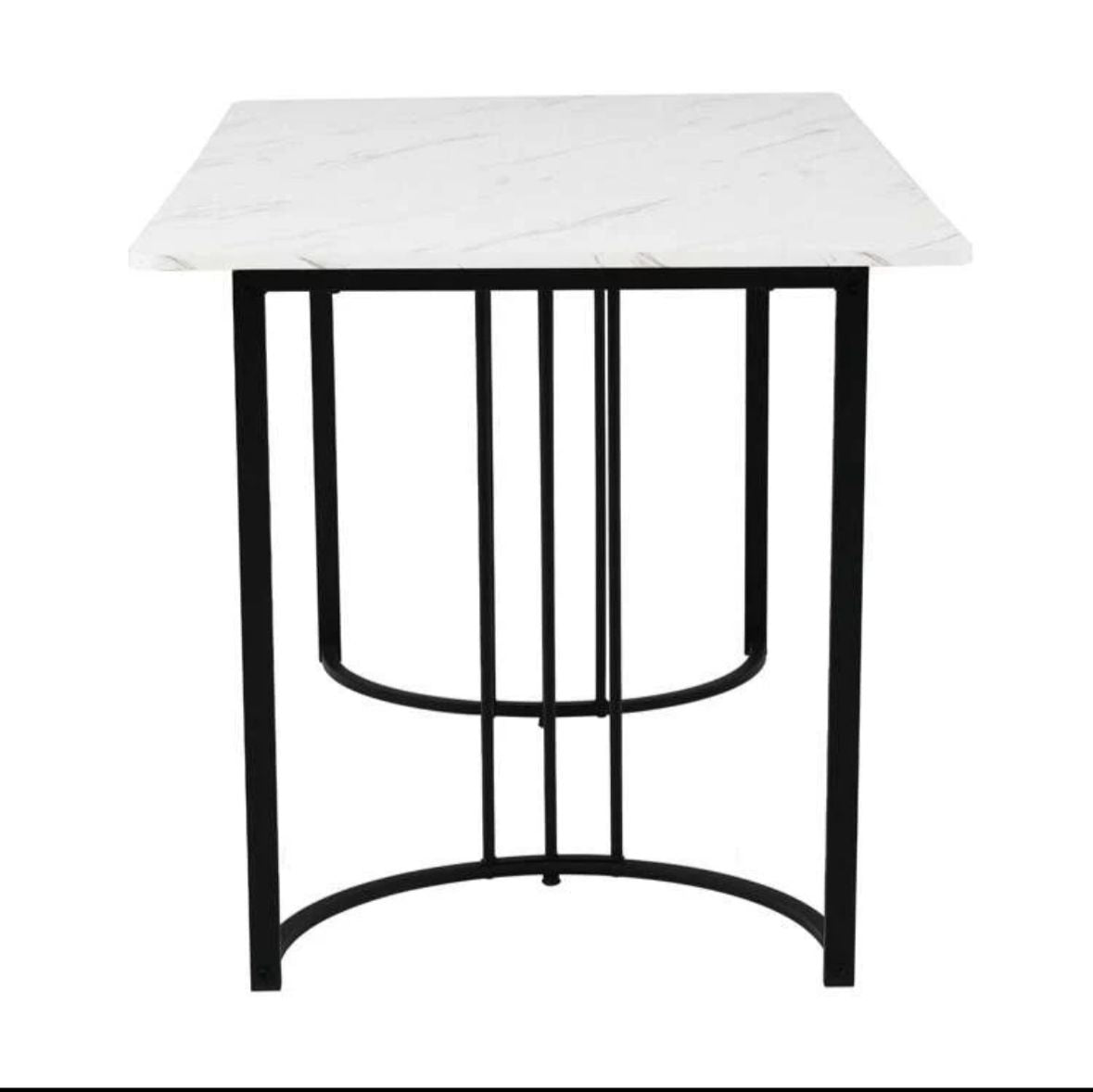 (White And Black )140 X 80cm Dining Table,(1-Pcs), Modern Kitchen Table, Metal Frame Rectangular Dining Table In Modern Marble Pattern Kitchen Table With Adjustable Feet For Dining Room Living Room( Excluding Chairs)