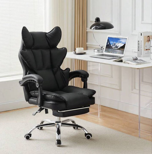 Gaming Chair With Footrest Faux Leather Ergonomic Computer Desk Chair Adjustable Lumbar Support Double High Back Executive Chair For Home Office